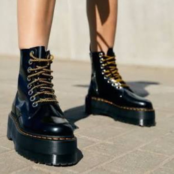Dr. Martens , New, Without Box , Sleek Black Lace-Up Combat Boots